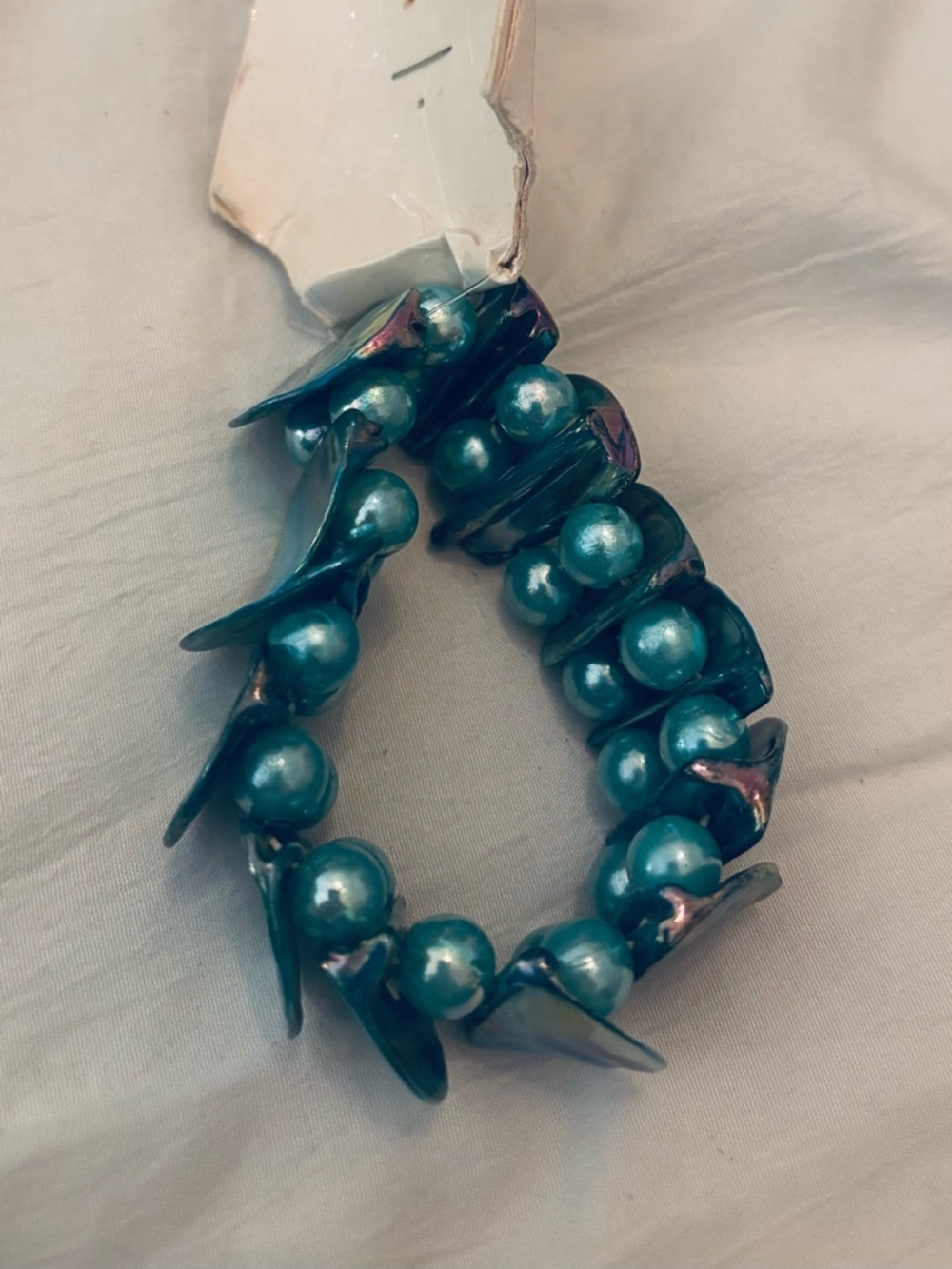Teal Pearl Bead Stretch Bracelet - NWT